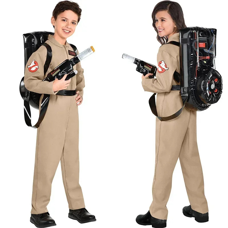 Anime Cosplay Youtube Shorts - เด็กฮาโลวีนพ่อ Ghostbusters เครื่องแต่งกายคอสเพลย์ฮาโลวีนชุด Jumpsuit พร้อมกระเป๋าเหมาะสําหรับเด็กผู้ใหญ่