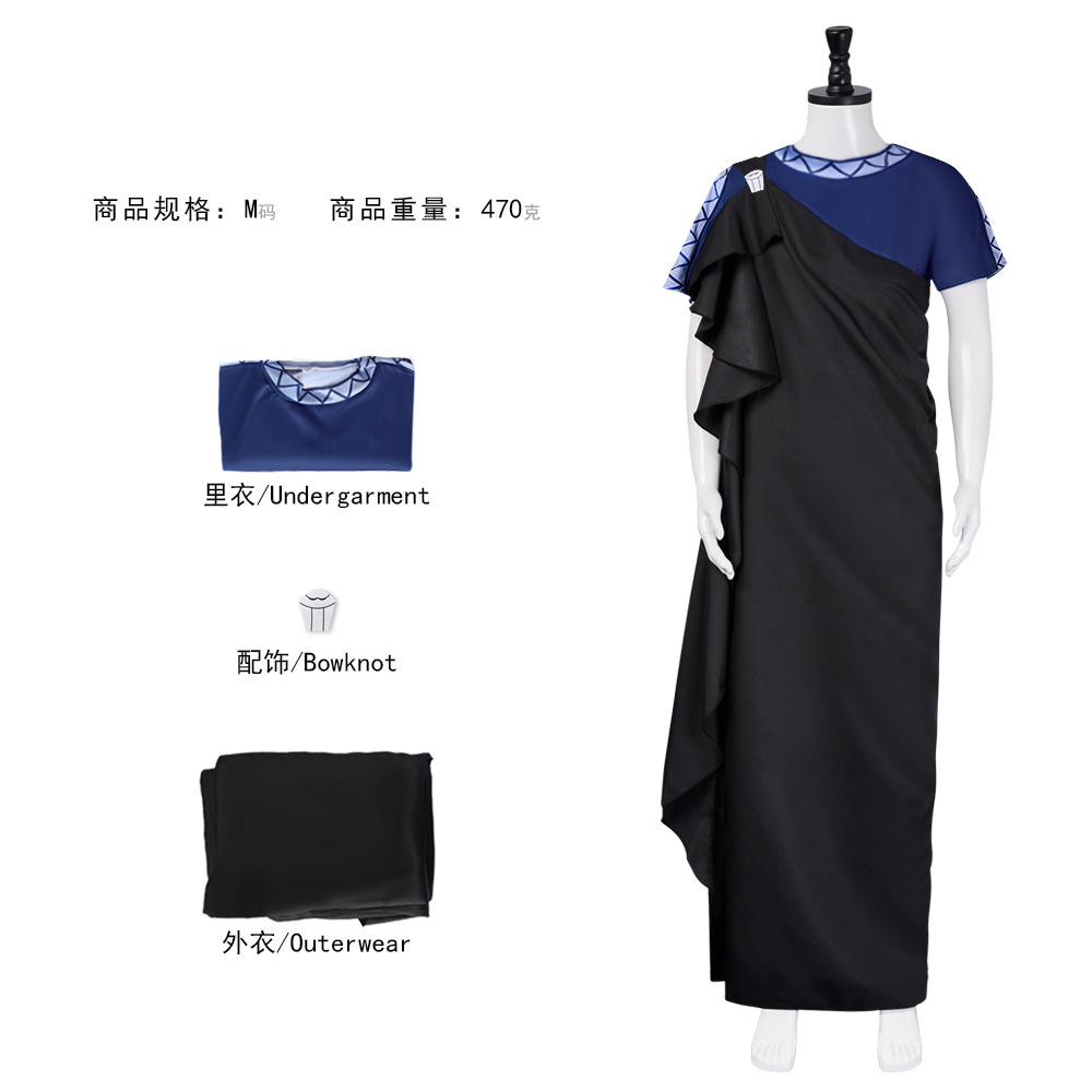 Anime Cosplay For Couples - ภาพยนตร์การ์ตูนเมการา ฮาเดสคอสเพลย์เครื่องแต่งกายชุดผู้ชายผู้หญิงชุดเสื้อยืดสีดำเสื้อคลุมคาร์นิวัลคู่ชุดเล่นบทบาท