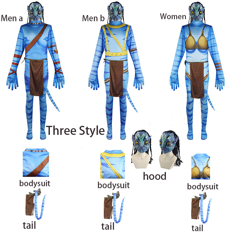 Anime Cosplay Mask - ชุดคอสเพลย์ WHH Movie Avatee ชุดบอดี้สูทสีน้ำเงิน สำหรับงานคาร์นิวัล