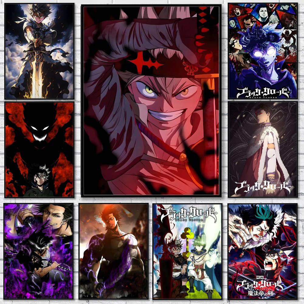Black Clover Grimoire - อะนิเมะ บี-แบล็ค โคลเวอร์สติกเกอร์ติดผนังกันน้ำ HD ศิลปะแบบมีกาวในตัวโปสเตอร์ทนต่อการซีดจางตกแต่งห้องบ้าน