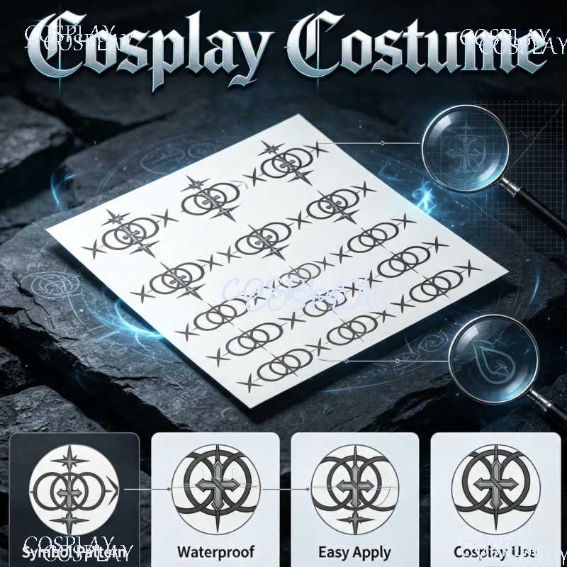 Anime Cosplay Photoshoot - สติ๊กเกอร์แทททูคอชั่วคราวลายคามิลล์ อาร์โน จากเกม Arknights Endfield สำหรับคอสเพลย์