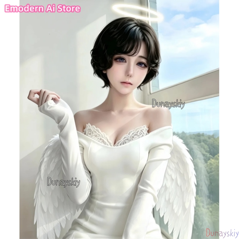 Anime Cosplay Cafe - ชุดคอสเพลย์อนิเมะ New Event CAFE Crossover ชุดเดรสสีขาว