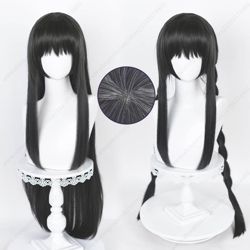 Anime Cosplay Long Black Hair - Akemi Homura วิกผมคอสเพลย์ยาว90ซม. สีดำตรงสีเทาผมสำหรับปาร์ตี้ฮาโลวีนงานคาร์นิวัล