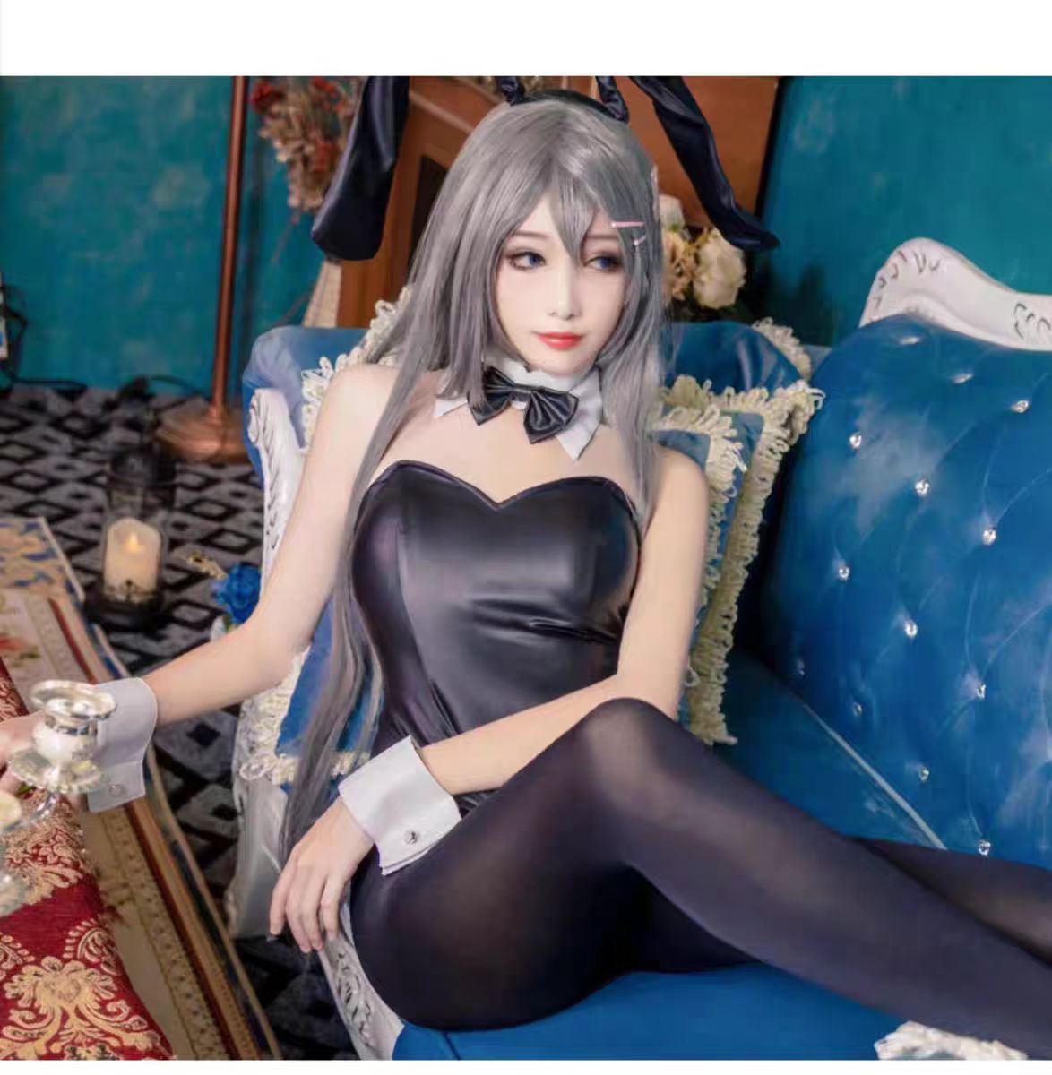 Anime Cosplay Jumpsuit - ชุดคอสเพลย์กระต่ายสาวเซ็กซี่ ซากุระจิมะ ไม ชุดจั๊มสูทกระต่าย ซากุระจิมะ ไม
