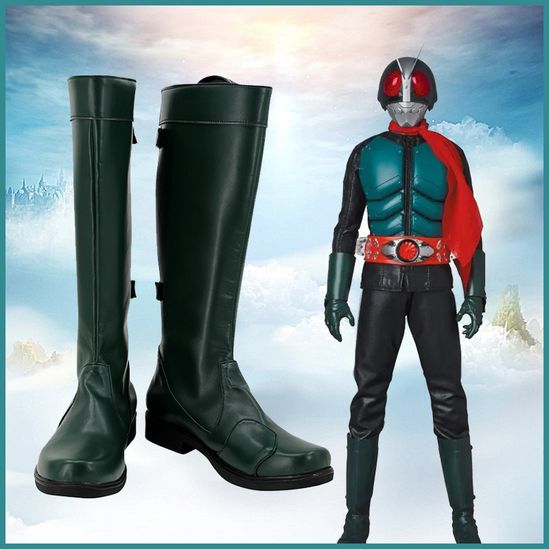 Anime Cosplay Kamen Rider - คอสเพลย์มาสค์ไรเดอร์ครั้งแรกสำหรับผู้ชายคอสเพลย์รองเท้าบู๊ทเล่นหิมะ PU ของตกแต่งคอสเพลย์ฮาโลวีน