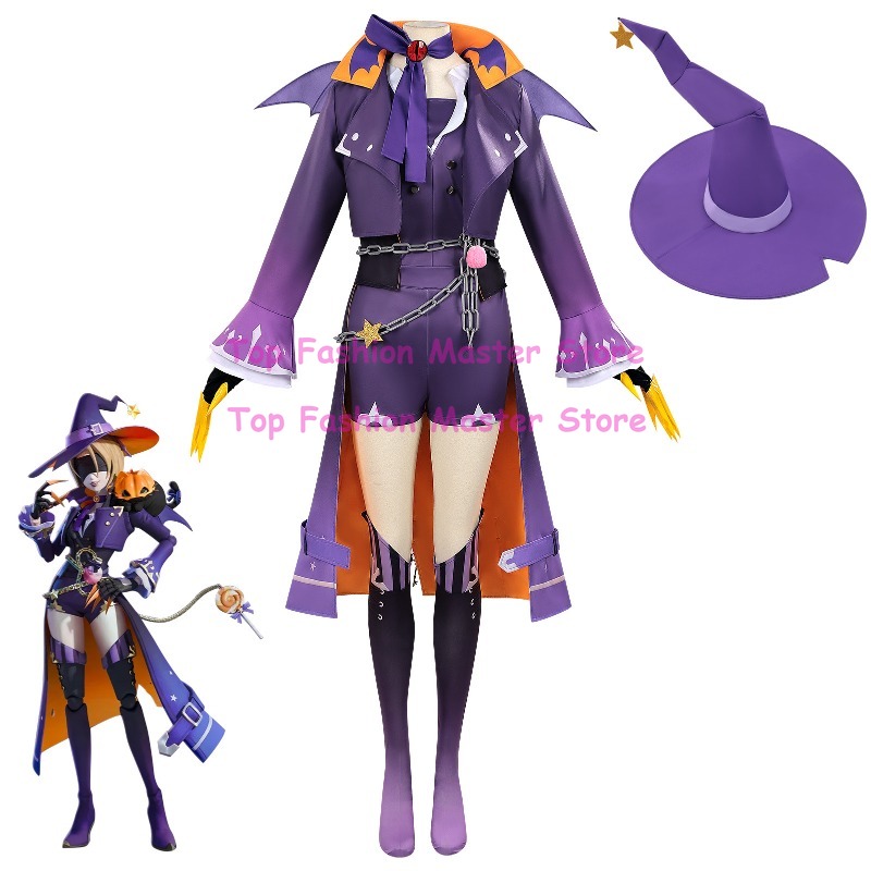 Anime Cosplay Cat - ชุดคอสเพลย์เอ็กกี้ปาร์ตี้ ชาโดว์โคลว์ วานเทีย สาวแมว พร้อมเสื้อคลุมสีม่วง สำหรับฮาโลวีน