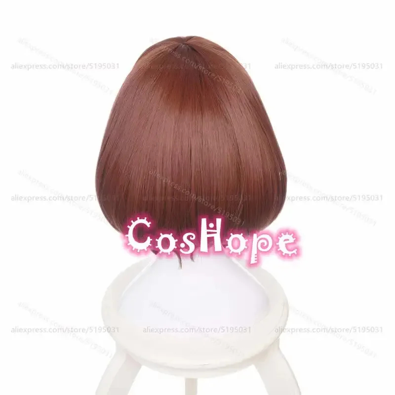 Cosplay Anime N - e,4;v'6\k/MHA OCHACO URARAKA วิกผมสั้นสีน้ำตาลสำหรับผู้หญิง วิกคอสเพลย์อนิเมะ วิกผมสังเคราะห์ทนความร้อน5;g'8.n/3