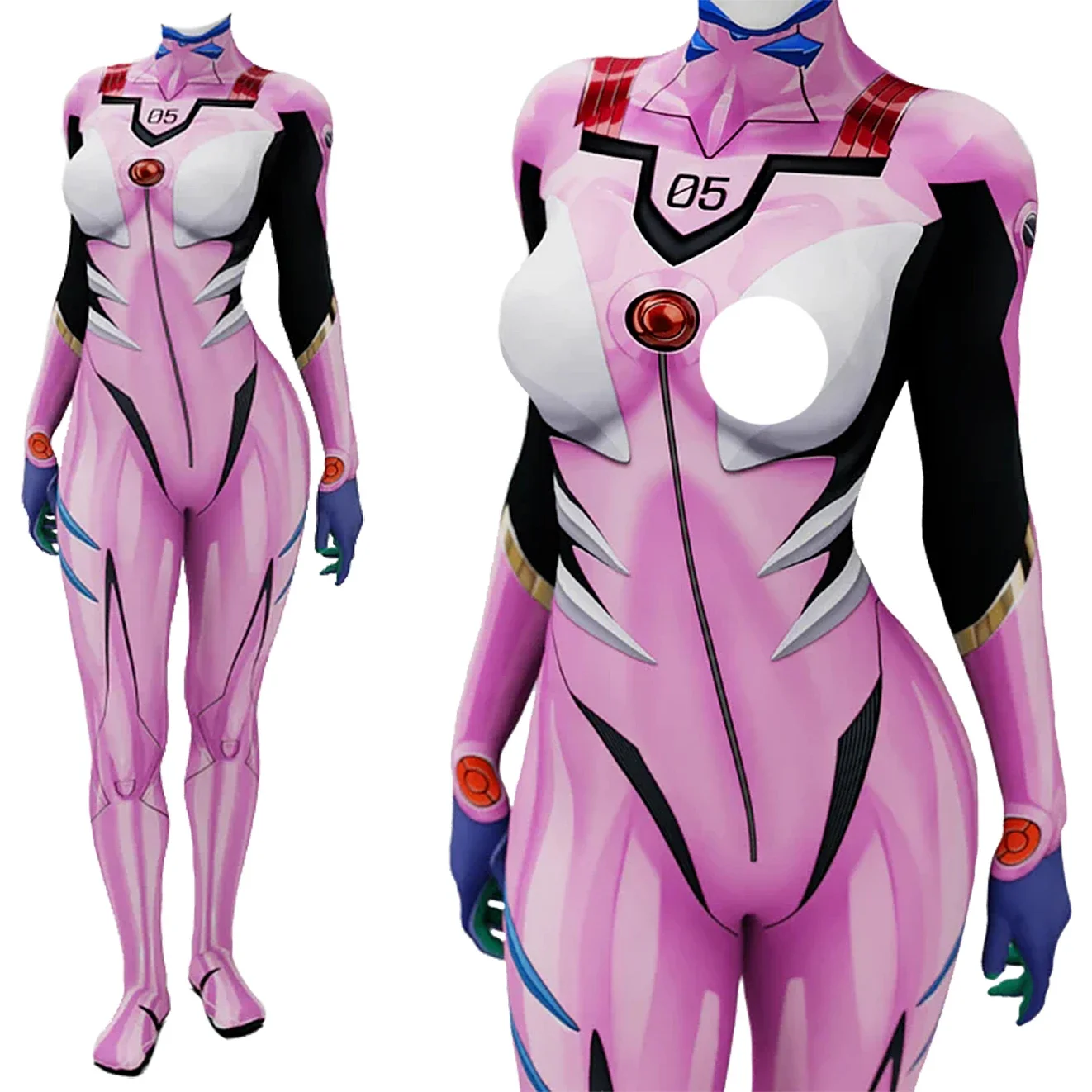 Anime Cosplay Jumpsuit - อะนิเมะEVA 05 Makinamiคอสเพลย์เครื่องแต่งกายSuperheroผู้หญิงบอดี้สูทCatsuit 3Dพิมพ์Spandex Zentaiฮาโลวีนเครื่องแต่งกาย 2025