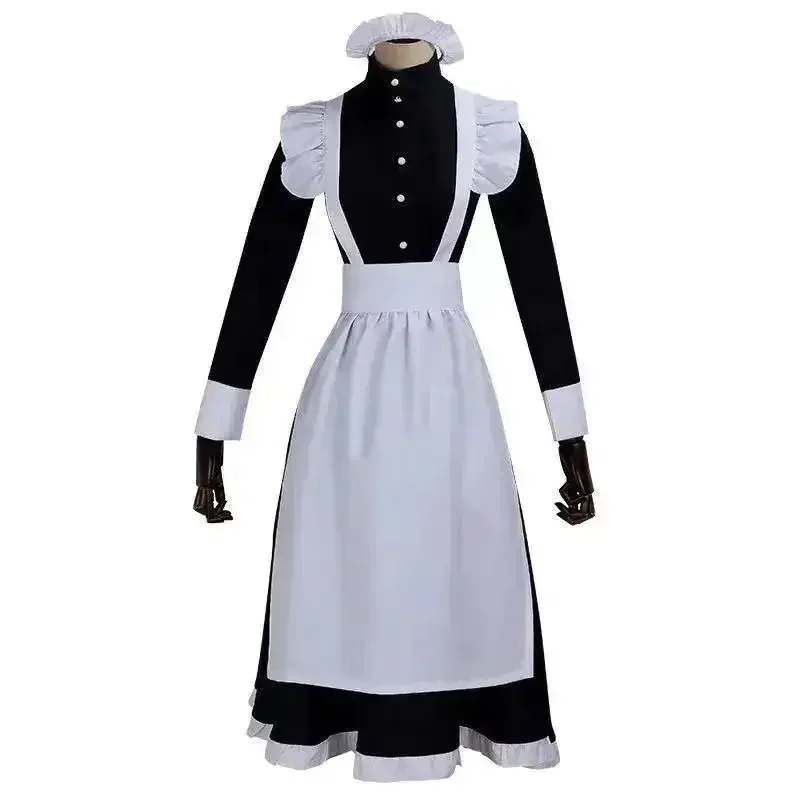 Anime Cosplay Cafe - ชุดแม่บ้านฮาโลวีน 2025 สำหรับผู้หญิง ชุดเดรสยาวพร้อมผ้ากันเปื้อน ชุดโลลิต้า เสื้อผ้าผู้ชาย