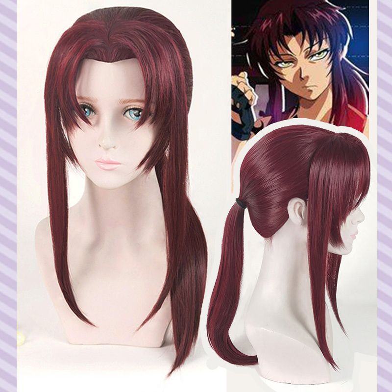 Anime Cosplay Long Black Hair - ใหม่ BLACK LAGOON Rebecca Revy คอสเพลย์วิกผมไวน์