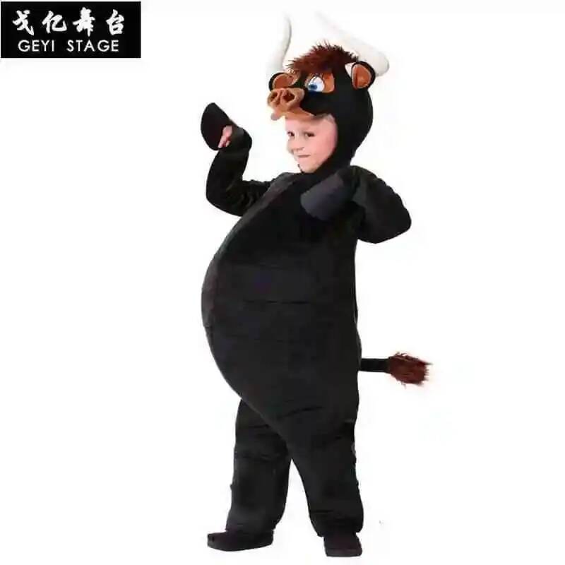 Anime Cosplay Jumpsuit - ชุดแฟนซีเด็กผู้ชายสำหรับงานปาร์ตี้ฮาโลวีน ชุดสัตว์สีดำ เฟอร์ดินานด์ บูล คอสเพลย์ ชุดคาร์นิวัล