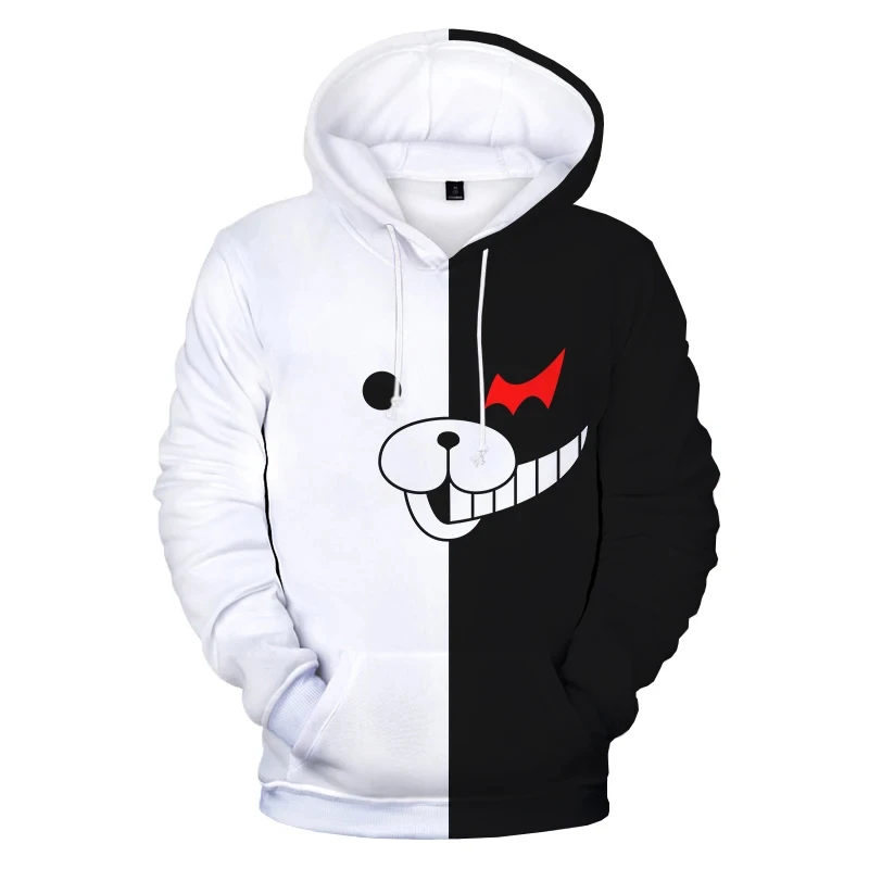 Anime Cosplay Shop - เสื้อฮู้ดอนิเมะ ดันกันรอนปะ โมโนคุมะ หมีขาวดำ 3 มิติ
