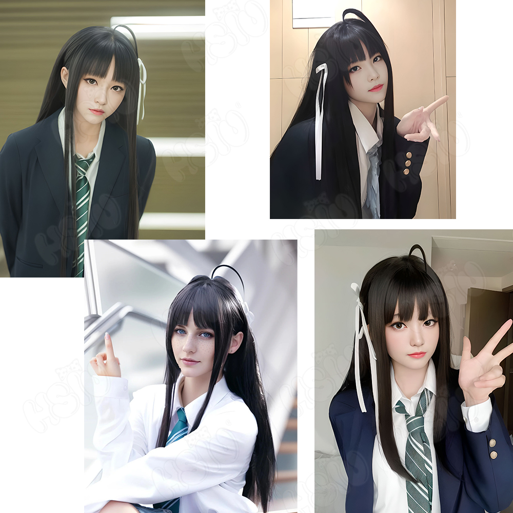 Awa Subaru คอสเพลย์วิกผม HSIU  - Anime Cosplay Long Black Hair บทวิจารณ์และราคา