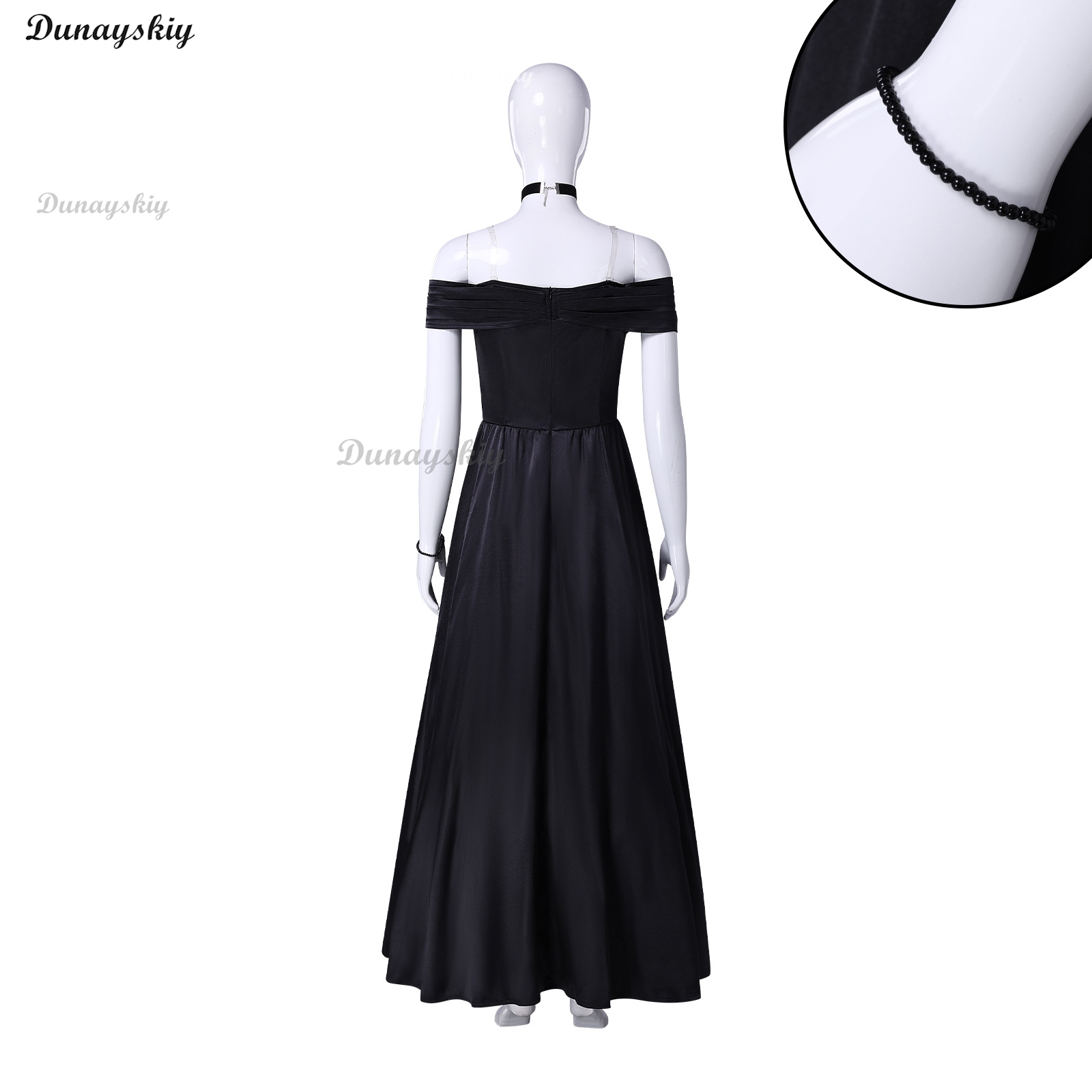 ชุดแต่งงานผ้าซาตินสีดำยาวหรูหร - Anime Cosplay For Couples บทวิจารณ์และราคา