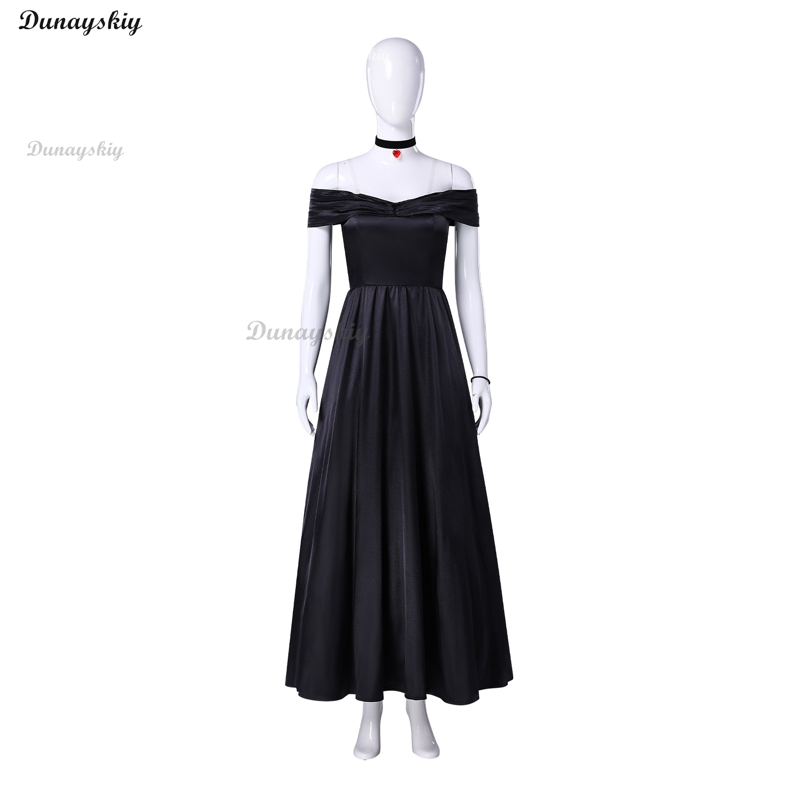 ชุดแต่งงานผ้าซาตินสีดำยาวหรูหร - Anime Cosplay For Couples บทวิจารณ์และราคา