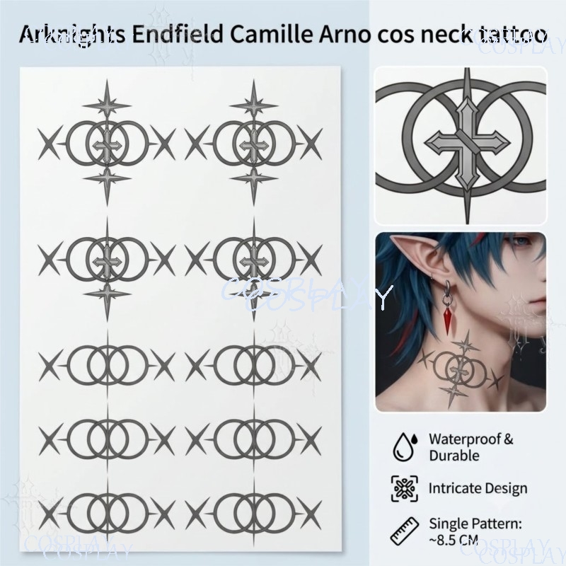 สติ๊กเกอร์แทททูคอชั่วคราวลายคา - Anime Cosplay Photoshoot บทวิจารณ์และราคา