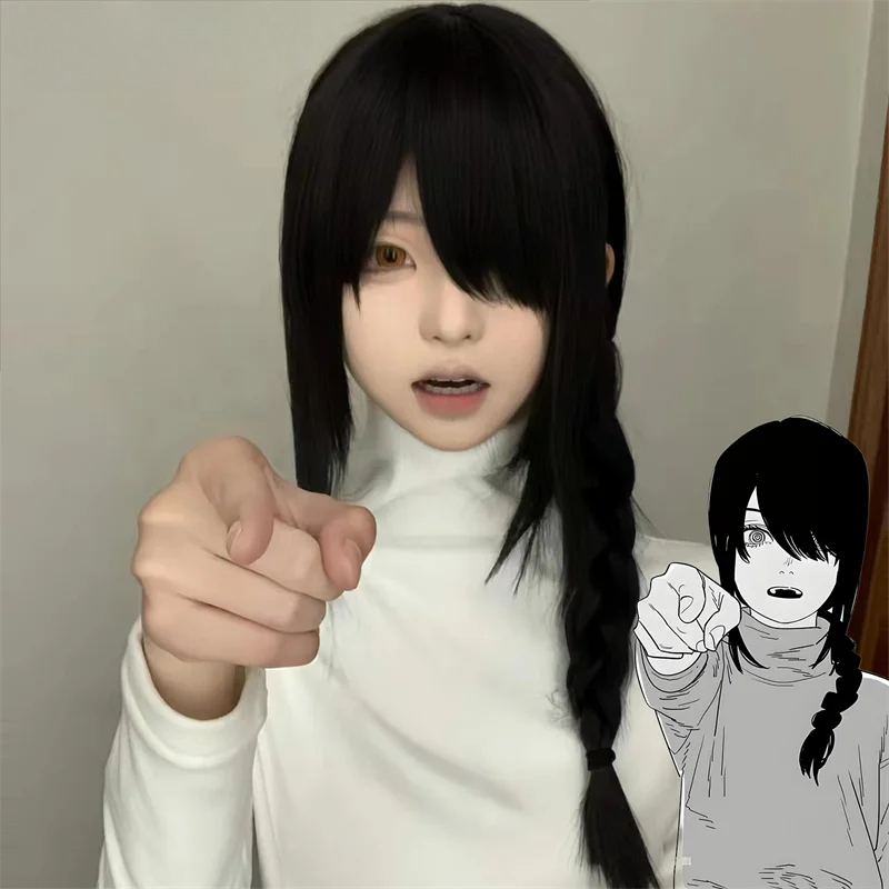 อะนิเมะชายนักรบเลื่อยยนต์ นาวย - Anime Cosplay Long Black Hair บทวิจารณ์และราคา