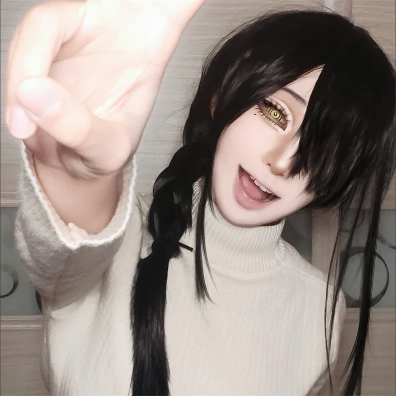 อะนิเมะชายนักรบเลื่อยยนต์ นาวย - Anime Cosplay Long Black Hair บทวิจารณ์และราคา