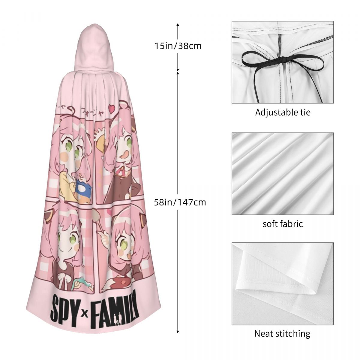 เสื้อคลุมยาวมีฮู้ดของอันยา ฟอร - Anime Cosplay Anya บทวิจารณ์และราคา