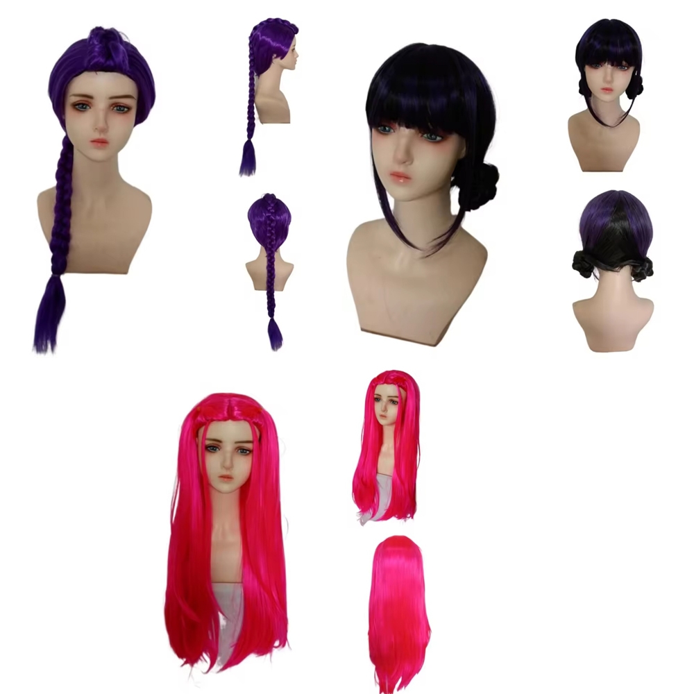 วิกผมยาวสีม่วงแบบถักเปีย สำหรั - Anime Cosplay Long Black Hair บทวิจารณ์และราคา
