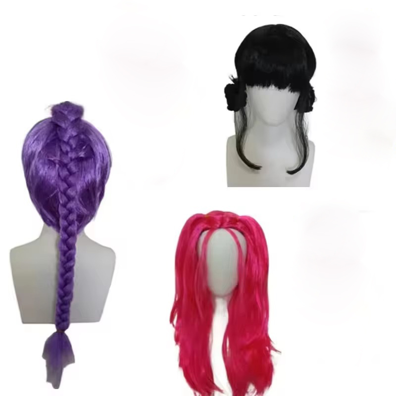 วิกผมยาวสีม่วงแบบถักเปีย สำหรั - Anime Cosplay Long Black Hair บทวิจารณ์และราคา