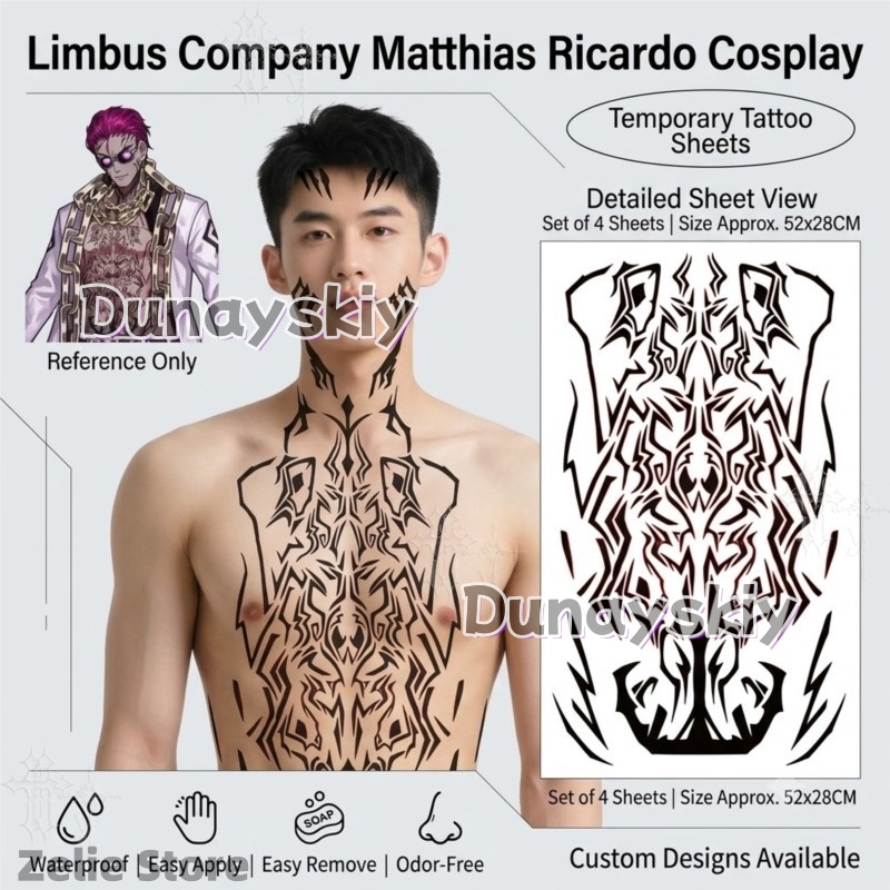 สติกเกอร์แทททู Limbus Company  - Anime Cosplay Face บทวิจารณ์และราคา
