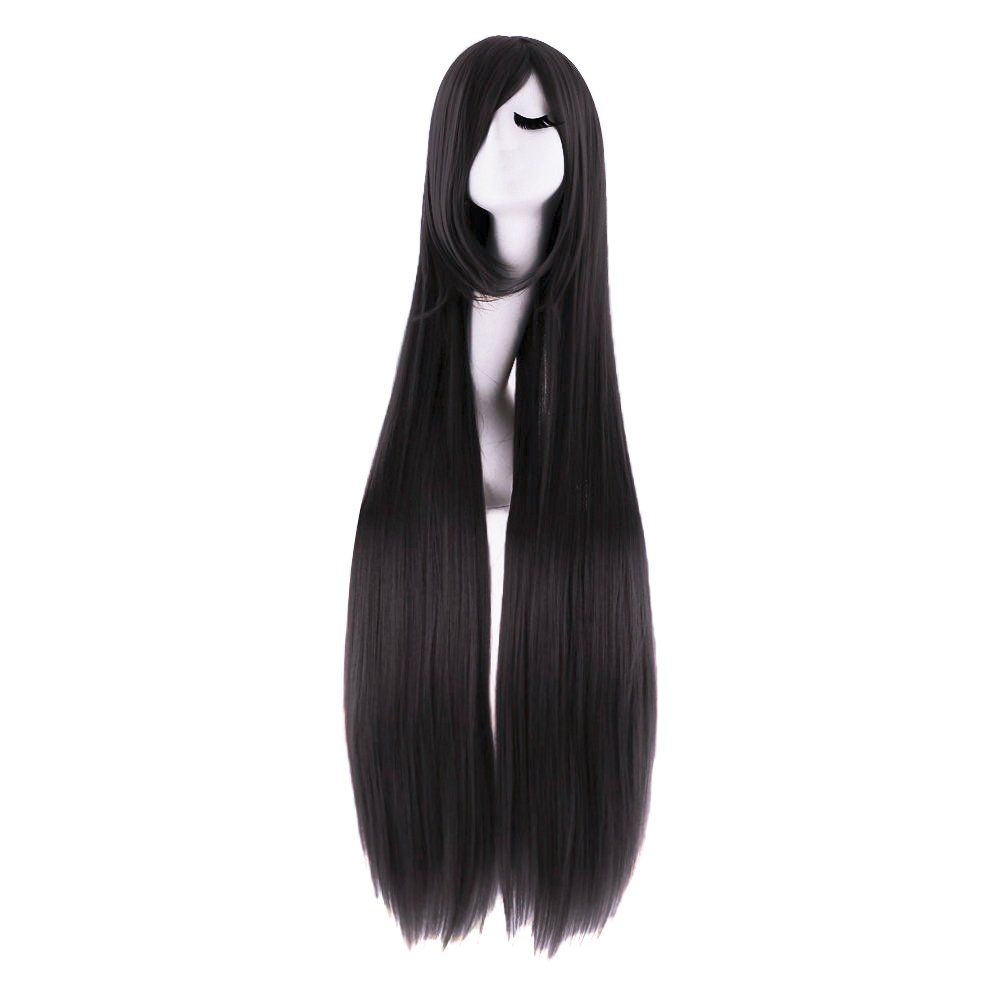 40 นิ้ว 100 ซม.ยาวตรงคอสเพลย์ว - Anime Cosplay Long Black Hair บทวิจารณ์และราคา