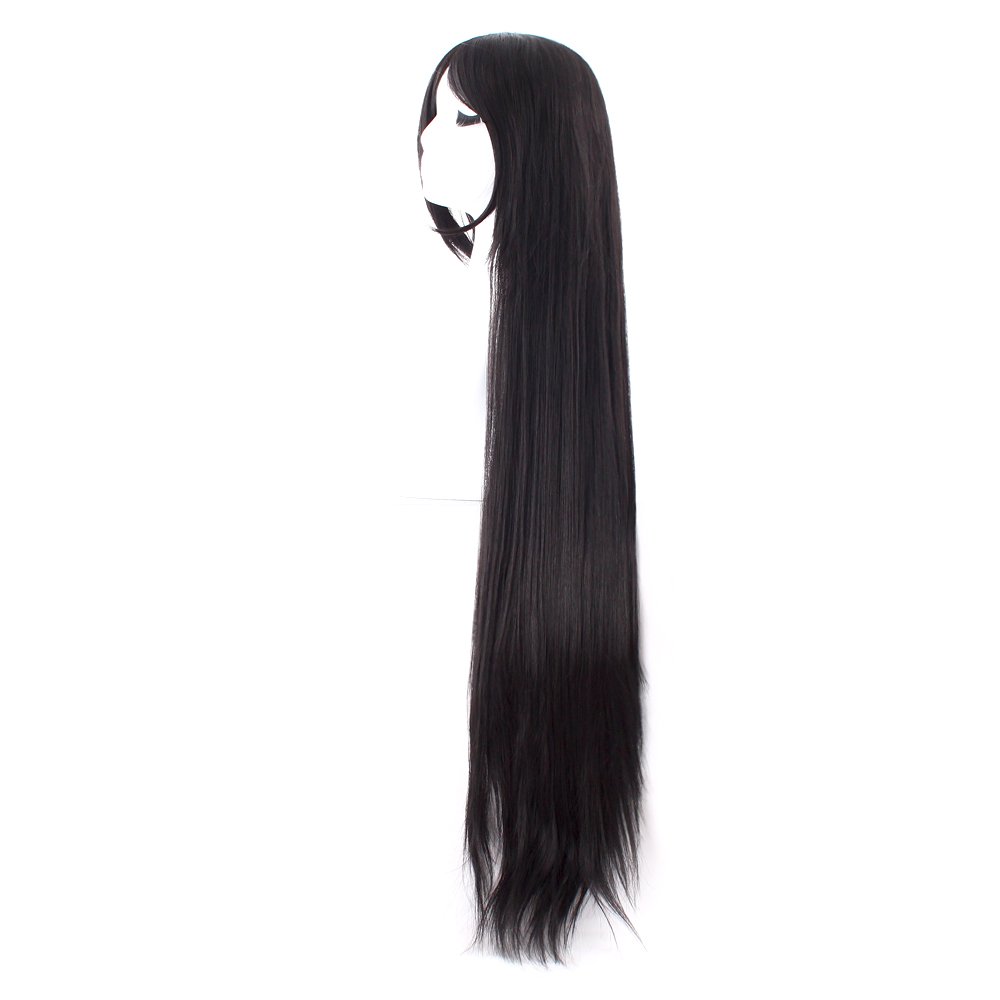 40 นิ้ว 100 ซม.ยาวตรงคอสเพลย์ว - Anime Cosplay Long Black Hair บทวิจารณ์และราคา