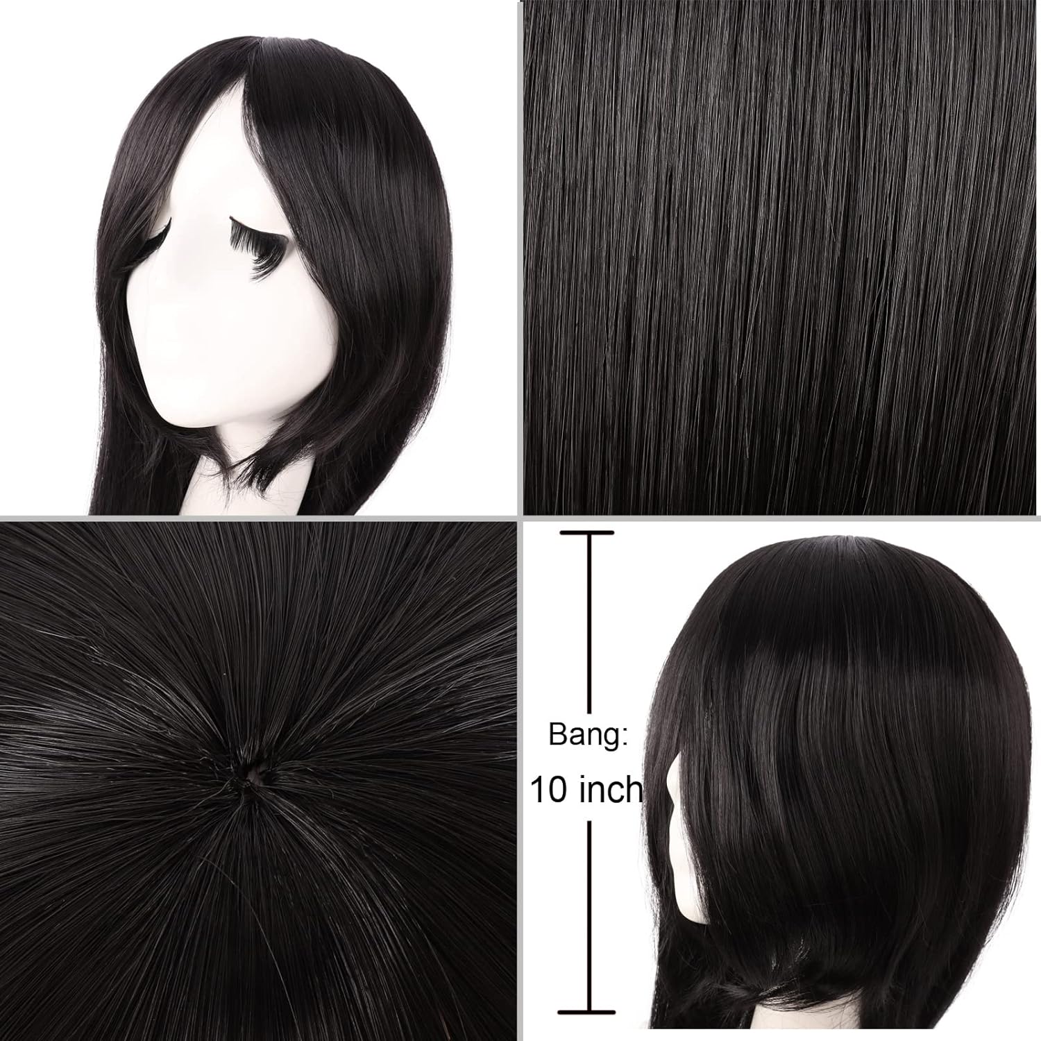 40 นิ้ว 100 ซม.ยาวตรงคอสเพลย์ว - Anime Cosplay Long Black Hair บทวิจารณ์และราคา