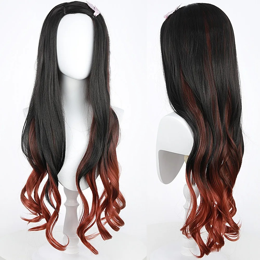 วิกผมคอสเพลย์เนซึโกะ สีดำแดงไล - Anime Cosplay Long Black Hair บทวิจารณ์และราคา
