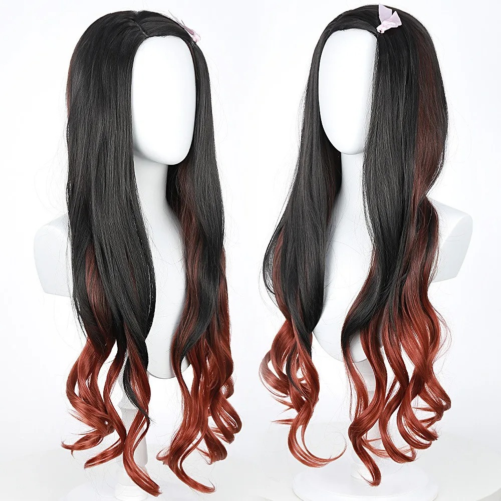 วิกผมคอสเพลย์เนซึโกะ สีดำแดงไล - Anime Cosplay Long Black Hair บทวิจารณ์และราคา