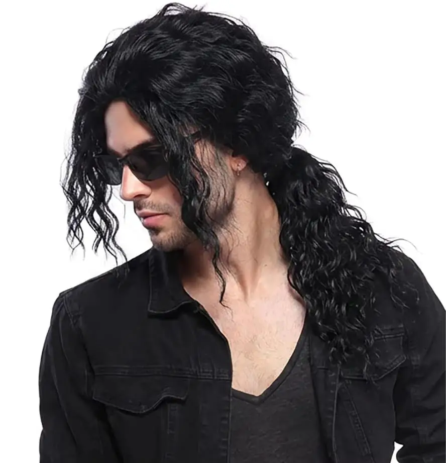 วิกผมคอสเพลย์ไมเคิล แจ็คสัน สี - Anime Cosplay Long Black Hair บทวิจารณ์และราคา